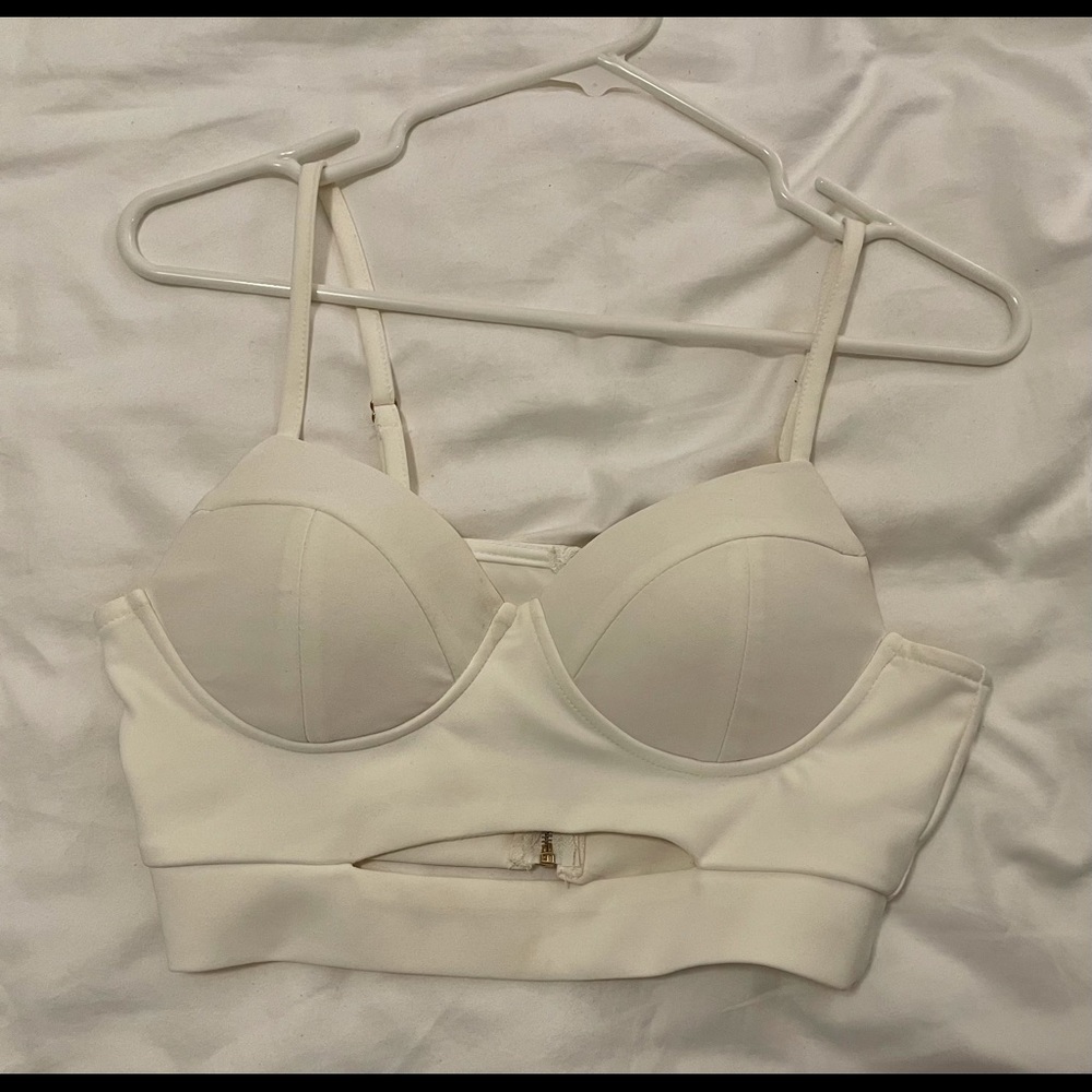 White Crop Top with build in bra Size S